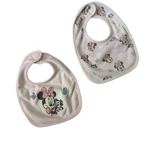 Disney Baby Minnie Mouse Baby Bib Set - Pink and White